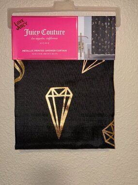 Juicy Couture Metallic Diamond Shower Curtain Black Gold 72x72 Love Juicy Home N